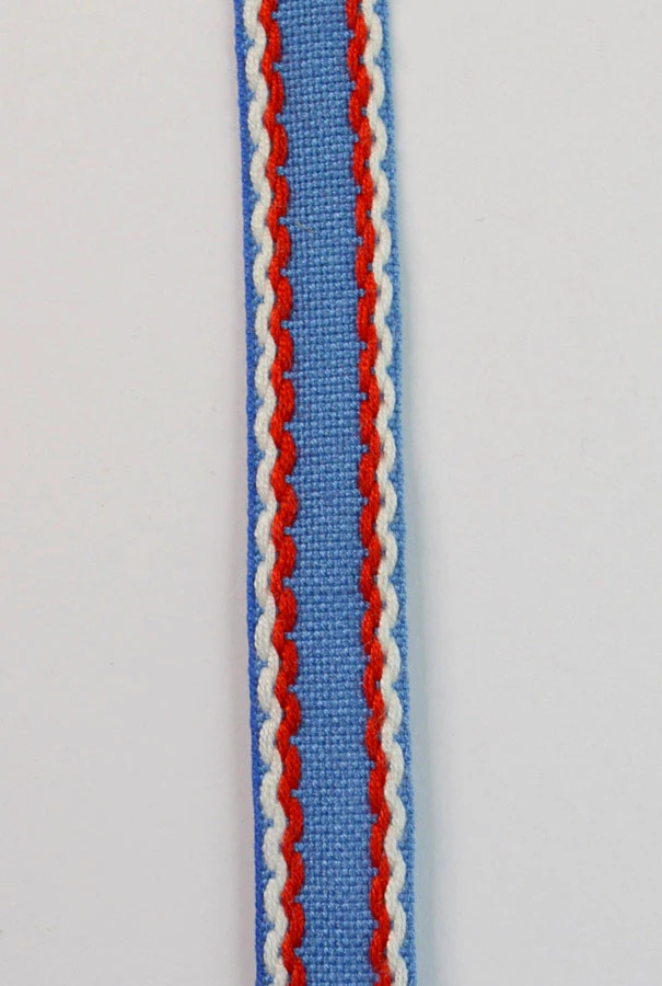 15mm Stitched Edge Braid Cotton Tape - Blue, Red & White (50m Roll) 4 15mm Stitched Edge Braid Cotton Tape - Blue, Red & White (50m Roll) - Image 2