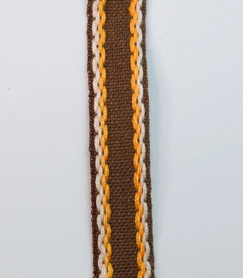 15mm Stitched Edge Braid Cotton Tape - Brown, Orange & Cream (50m Roll) 4 15mm Stitched Edge Braid Cotton Tape - Brown, Orange & Cream (50m Roll) - Image 2