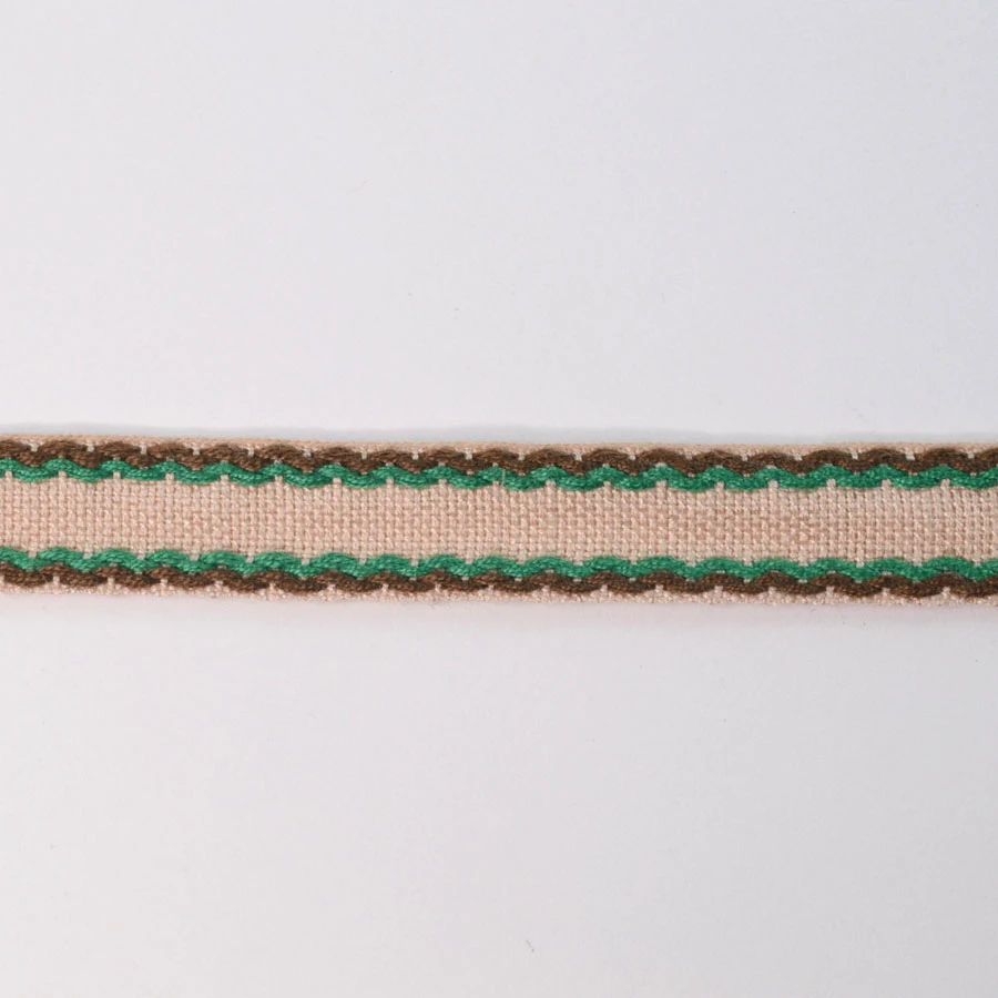 15mm Stitched Edge Braid Cotton Tape - Taupe, Brown & Green (50m Roll) 4 15mm Stitched Edge Braid Cotton Tape - Taupe, Brown & Green (50m Roll) - Image 2