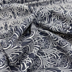 Cotton Canvas - Art Noveau - Navy/White