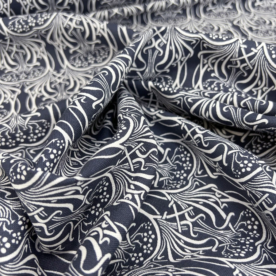 Cotton Canvas - Art Noveau - Navy/White 3 Cotton Canvas - Art Noveau - Navy/White