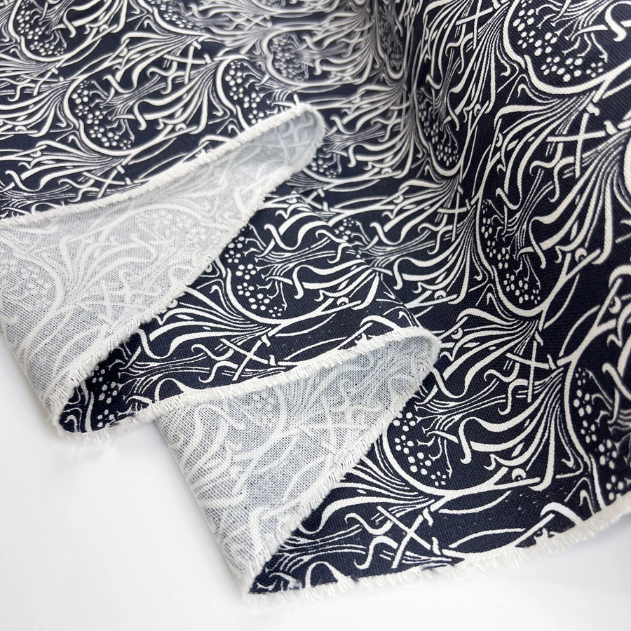 Cotton Canvas - Art Noveau - Navy/White 4 Cotton Canvas - Art Noveau - Navy/White - Image 2