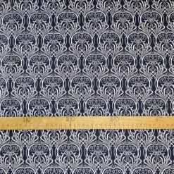 Cotton Canvas - Art Noveau - Navy/White 7 Cotton Canvas - Art Noveau - Navy/White -Croft Mill Store abstract cotton canvas fabric art noveau navywhite ruler