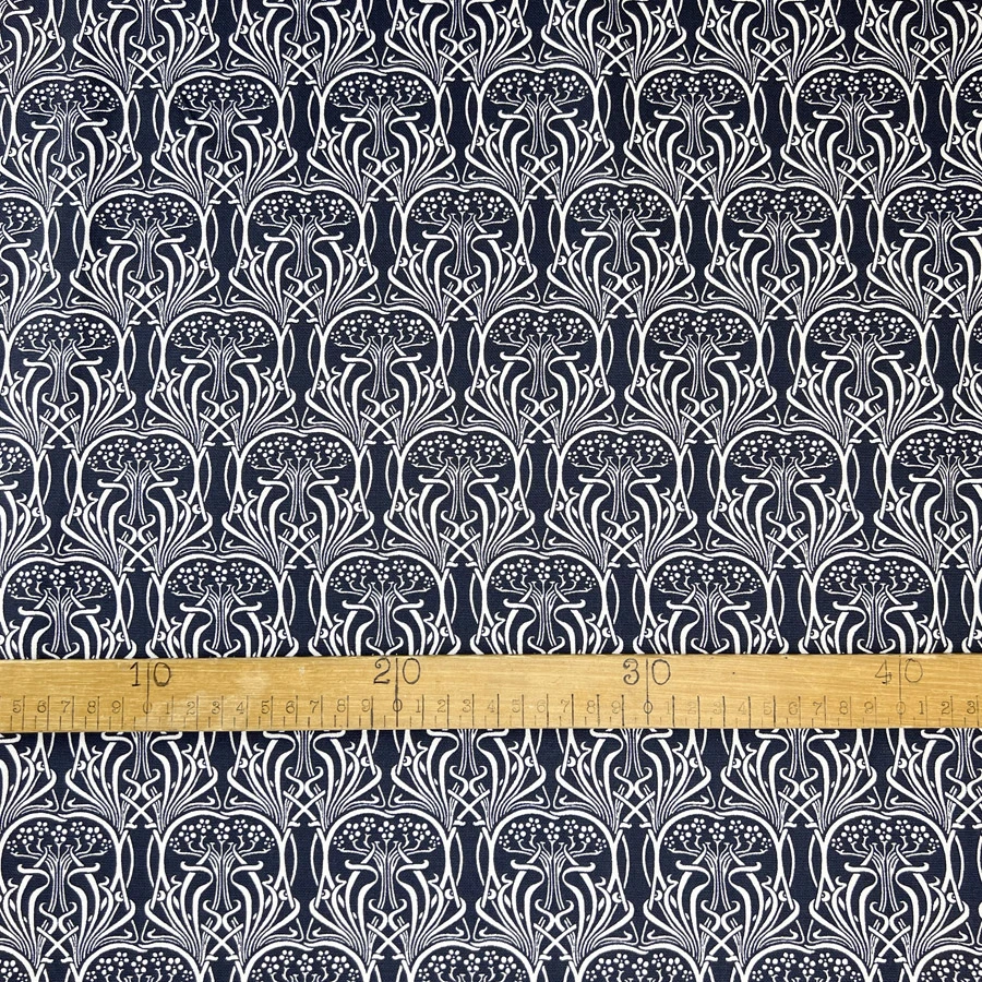 Cotton Canvas - Art Noveau - Navy/White 5 Cotton Canvas - Art Noveau - Navy/White - Image 3