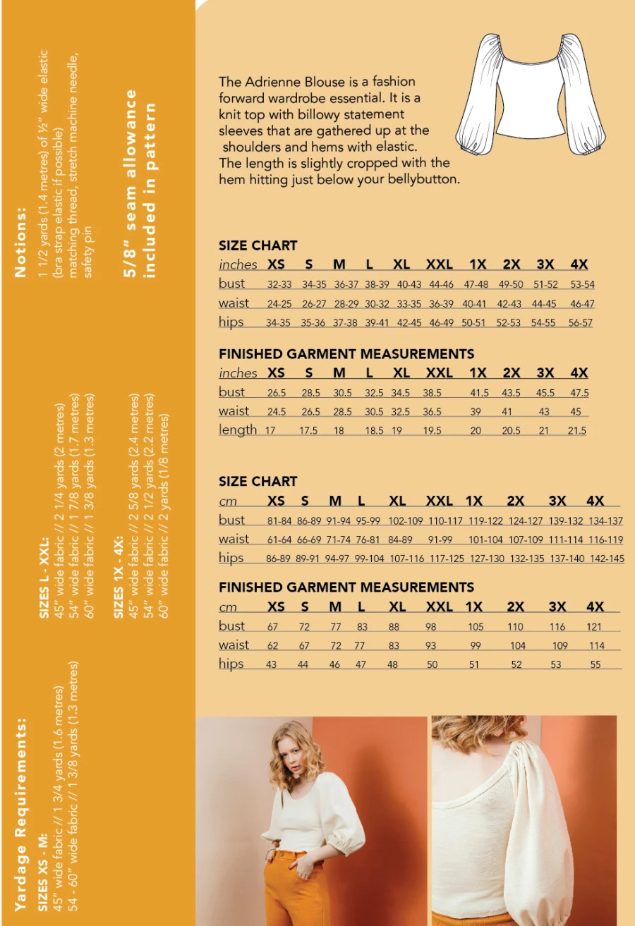 Friday Pattern Company - Adrienne Blouse Pattern (XS-4X) 4 Friday Pattern Company - Adrienne Blouse Pattern (XS-4X) - Image 2