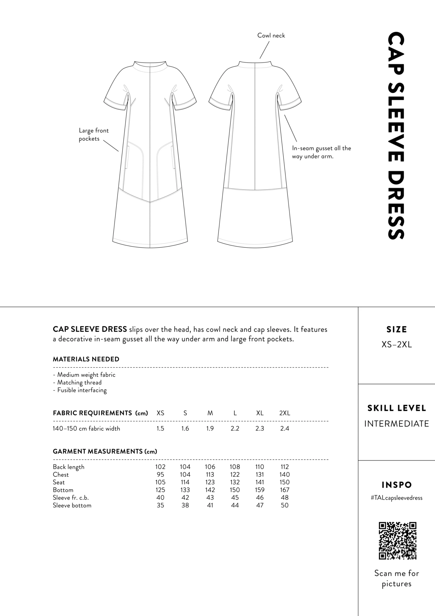 The Assembly Line - Cap Sleeve Dress Pattern (Sizes XS-2XL) 4 The Assembly Line - Cap Sleeve Dress Pattern (Sizes XS-2XL) - Image 2