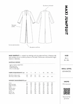 The Assembly Line - Maxi Jumpsuit Pattern (Sizes XS-3XL) -Croft Mill Store assembly line maxi jumpsuit sizechart gallery