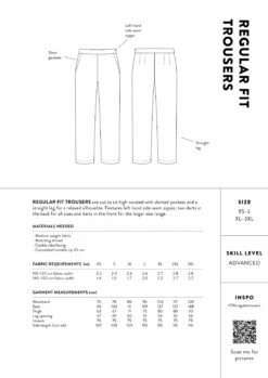 The Assembly Line - Regular Fit Trousers Pattern (Sizes XS-3XL) 17 The Assembly Line - Regular Fit Trousers Pattern (Sizes XS-3XL) -Croft Mill Store assembly line regular fit trousers sizechart gallery