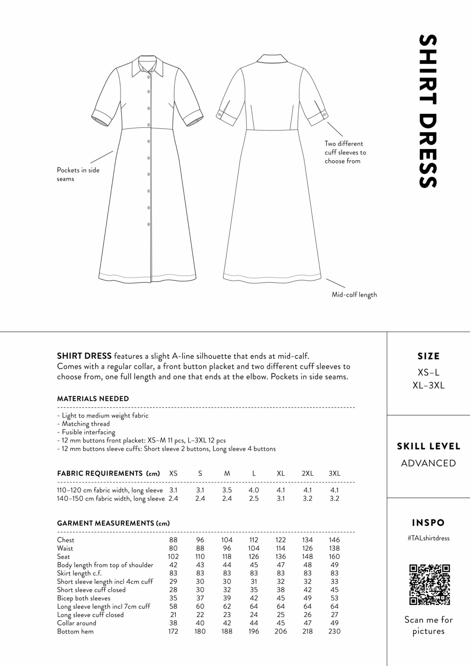 The Assembly Line - Shirt Dress Pattern (Sizes XS-3XL) 5 The Assembly Line - Shirt Dress Pattern (Sizes XS-3XL) - Image 3