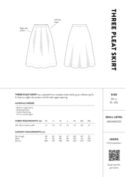 The Assembly Line - Three Pleat Skirt Pattern (Sizes XS-3XL) -Croft Mill Store assembly line three pleat skirt size chart gallery