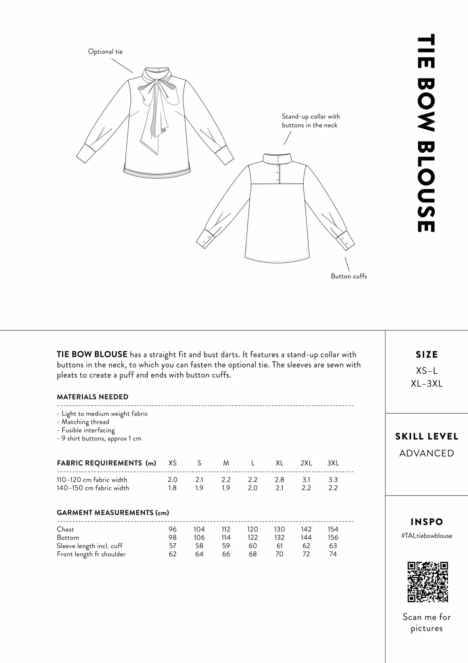 The Assembly Line - Tie Bow Blouse Pattern (Sizes XS-3XL) 5 The Assembly Line - Tie Bow Blouse Pattern (Sizes XS-3XL) - Image 3