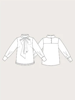 The Assembly Line - Tie Bow Blouse Pattern (Sizes XS-3XL) 26 The Assembly Line - Tie Bow Blouse Pattern (Sizes XS-3XL) -Croft Mill Store assembly line tie bow blouse sketch
