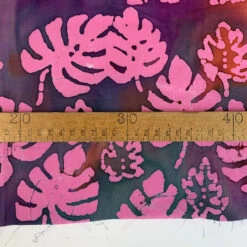 Batik - Pink C 12 Batik - Pink C -Croft Mill Store batik fabric leaf pink c ruler