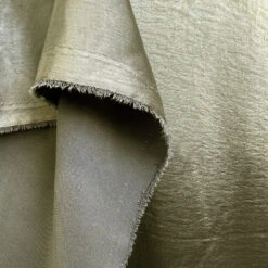 Bella Satin Stretch - Olive -Croft Mill Store bella satin stretch olive polyester elastane smooth dressmaking fabric drape