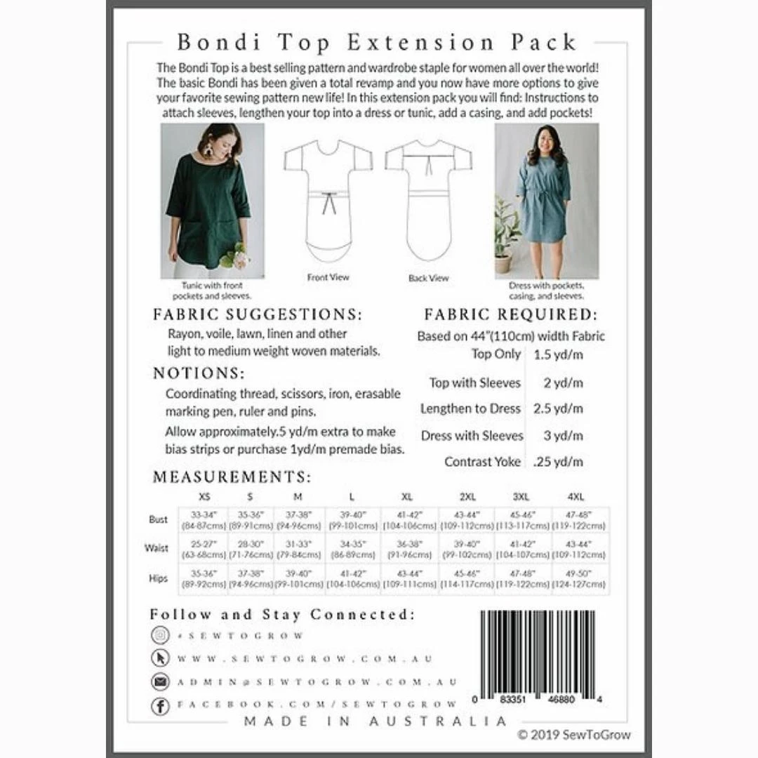 Sew To Grow - Bondi Top Pattern (Extension Pack) (Sizes XS-4XL) 4 Sew To Grow - Bondi Top Pattern (Extension Pack) (Sizes XS-4XL) - Image 2