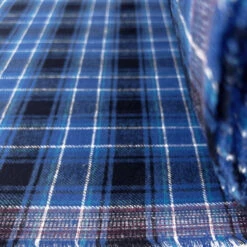 Brushed & Cosy - Blue -Croft Mill Store brushed and cosy blue black check flannel fabric roll
