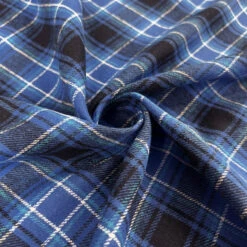 Brushed & Cosy - Blue -Croft Mill Store brushed and cosy blue black check flannel fabric twist