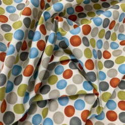 Canvas - To Wear Or Not To Wear? - Burned Orange 9 Canvas - To Wear Or Not To Wear? - Burned Orange -Croft Mill Store canvas to wear or not to wear burned orange multicolour spotty printed heavy cotton canvas craft fabric extra close up fabric photo