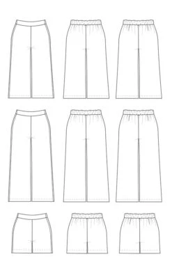 Cashmerette - Calder Pants & Shorts Pattern (Sizes 12-32) -Croft Mill Store cashmerette calder pants and shorts sewing pattern sketch