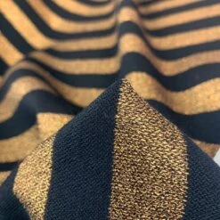 Catwalk - Bella -Croft Mill Store catwalk bella metallic party dress fabric gold stripes horizontal 66 wool 22 polyester 12 nylon close up