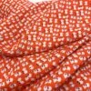 Challis - Flame Red Leaf 1 Challis - Flame Red Leaf -Croft Mill Store challis flame red leaf viscose printed lightweight dress fabric orange fold