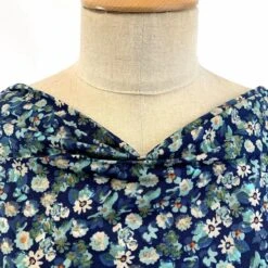 Challis - Floral Colourscene -Croft Mill Store challis floral colourscene blue floral viscose hight twist challis printed fabric close up drape fabric photo custom