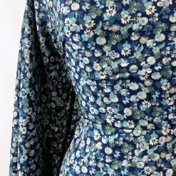 Challis - Floral Colourscene -Croft Mill Store challis floral colourscene blue floral viscose hight twist challis printed fabric side maneq close up drape fabric photo custom