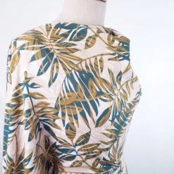 Challis - Palms - Olive 10 Challis - Palms - Olive -Croft Mill Store challis palms olive soft viscose dress fabric green white ochre side