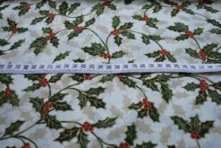 Christmas Cotton - Holly - Cream -Croft Mill Store christmas print cotton fabric holly cream s