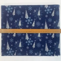 Christmas Cotton - Scandi Tree - Navy 5 Christmas Cotton - Scandi Tree - Navy -Croft Mill Store christmas scandi tree navy blue white trees snowflakes scale