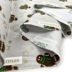 Christmas Poplin - Jolly Gingers -Croft Mill Store christmas cotton poplin fabric grey gingerbreaad men jolly gingers roll