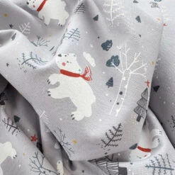 Christmas Jersey - Grey Bears 6 Christmas Jersey - Grey Bears -Croft Mill Store christmas jersey fabric cotton elastane white polar bear grey cu