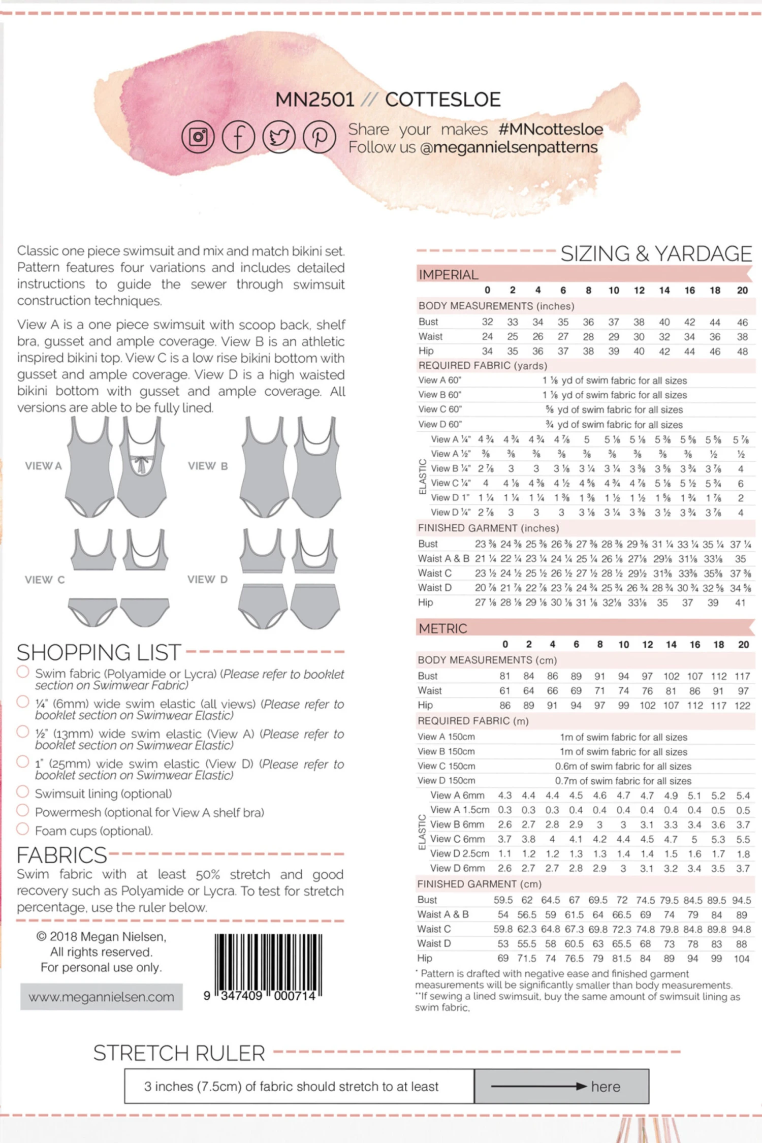 Megan Nielsen - Cottesloe Swimsuit & Bikini Pattern (Sizes 0-20) 5 Megan Nielsen - Cottesloe Swimsuit & Bikini Pattern (Sizes 0-20) - Image 3