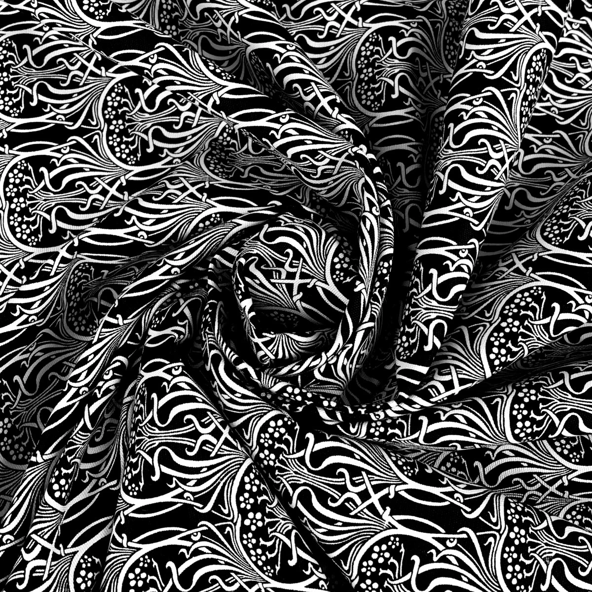 Cotton Canvas - Art Noveau - Black/White 4 Cotton Canvas - Art Noveau - Black/White - Image 2