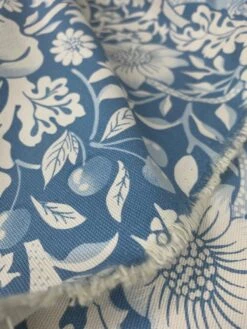 Cotton Canvas - Cherry Thief 9 Cotton Canvas - Cherry Thief -Croft Mill Store cotton canvas cherry thief cotton canvas fabric duck egg blue floral inspiered by william morris fold 2