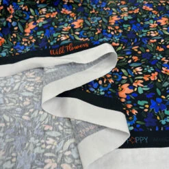 Cotton Jersey - Chartres Floral 7 Cotton Jersey - Chartres Floral -Croft Mill Store cotton jersey chartres floral black elastane stretch knitted dress fabric fold