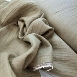 Double Gauze Uni - Khaki 7 Double Gauze Uni - Khaki -Croft Mill Store cotton muslin double gauze uni dress fabric khaki close up