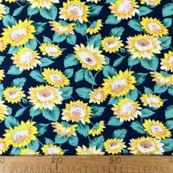 Poplin Styles - Sunflower Power 7 Poplin Styles - Sunflower Power -Croft Mill Store cotton poplin fabric navy floral print styles sunflower power ruler