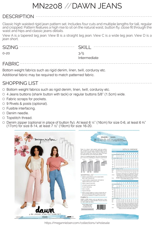 Megan Nielsen - Dawn Jeans 4 In 1 Pattern (Sizes 0-20) 19 Megan Nielsen - Dawn Jeans 4 In 1 Pattern (Sizes 0-20) - Image 17