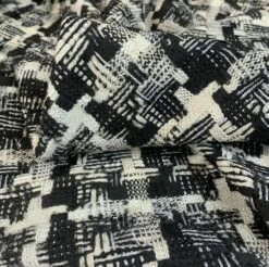 Mono Tweed 9 Mono Tweed -Croft Mill Store designer look check black cream white boucle metalic polly cotton cu