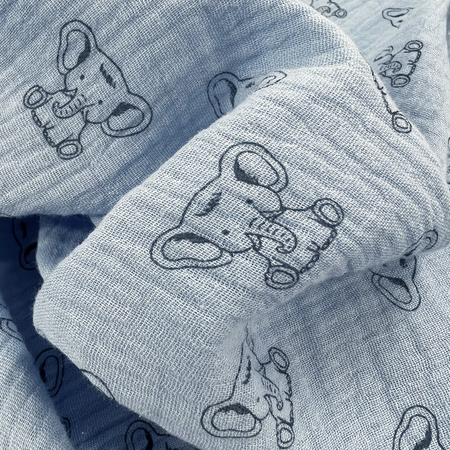 Double Gauze - Elephants Blue 4 Double Gauze - Elephants Blue - Image 2