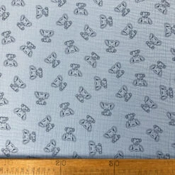 Double Gauze - Elephants Blue 7 Double Gauze - Elephants Blue -Croft Mill Store double gauze blue elephant pattern fabric ruler