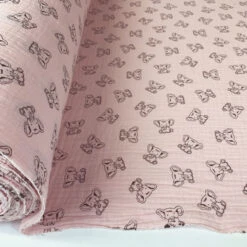 Double Gauze - Elephants Pink -Croft Mill Store double gauze elephants pink roll