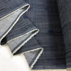 Embden 10 Embden -Croft Mill Store embroidered floral indigo fine 6oz cotton denim shirting fabric embden fold