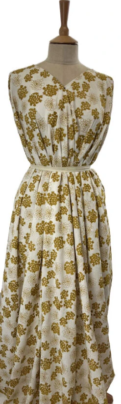 Embroidered Lawn 9 Embroidered Lawn -Croft Mill Store embroidered lawn gold white floral polyester cotton dress fabric mannequin