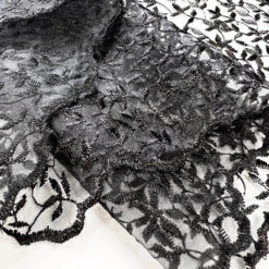 Embroidered Organza - Black 8 Embroidered Organza - Black -Croft Mill Store embroidered organza lace dress craft fabric black fold