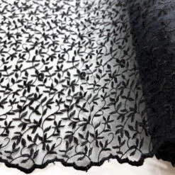 Embroidered Organza - Black 9 Embroidered Organza - Black -Croft Mill Store embroidered organza lace dress craft fabric black roll