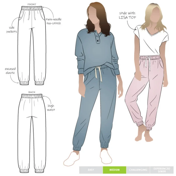 Style Arc - Ernie Knit Pant Sewing Pattern (UK 18-30) 3 Style Arc - Ernie Knit Pant Sewing Pattern (UK 18-30)