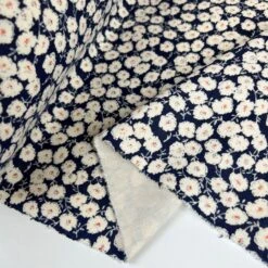 Autumnal Equinox - Bloom - Navy -Croft Mill Store floral brushed cotton fabric autumnal equinox bloom navy fold