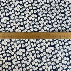 Autumnal Equinox - Bloom - Navy -Croft Mill Store floral brushed cotton fabric autumnal equinox bloom navy ruler